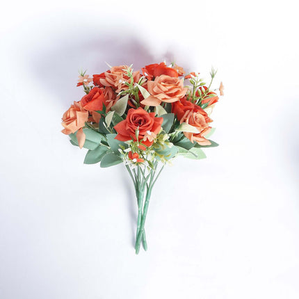 AliKopy 12" Terracotta Real Touch Silk Rose Bouquet - 4 Bushes, Faux B