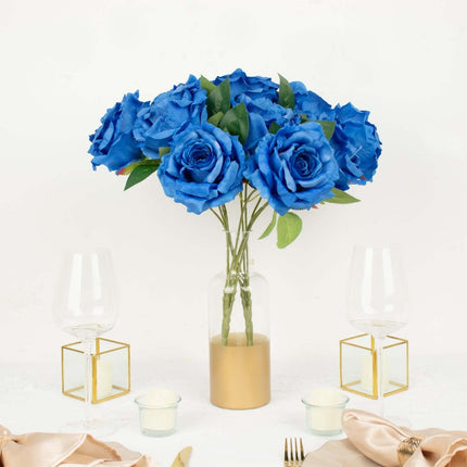 AliKopy 17" Royal Blue Silk Jumbo Rose Bouquet - Premium Quality, Wedd