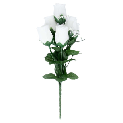 AliKopy 12 Premium White Silk Rose Bud Bouquets - Realistic & Durable