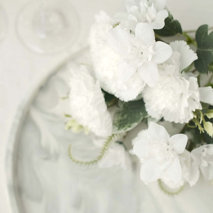 AliKopy 3 Pack 14" White Silk Carnation Bouquets - Realistic Faux Flow