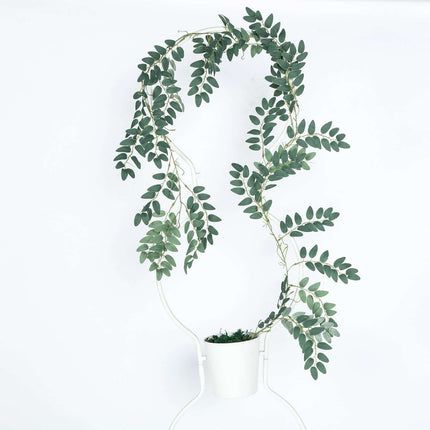 AliKopy 2 Pack 6ft Green Artificial Honey Locust Leaf Garland, Flexibl