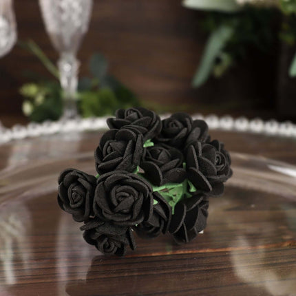 AliKopy 48 Black Real Touch Foam Roses - DIY Craft Flowers with Stem