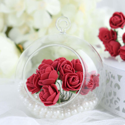 AliKopy 48 Burgundy Real Touch Foam Rose Buds with Stems - DIY Craft F