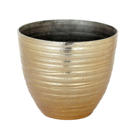 AliKopy 12" Metallic Gold Textured Indoor Flower Pot, Durable & Stylis