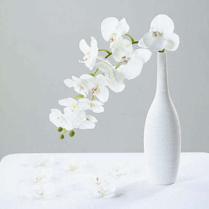 AliKopy 20 Silk White Orchid Flower Heads - 4" for DIY Decor & Corsage