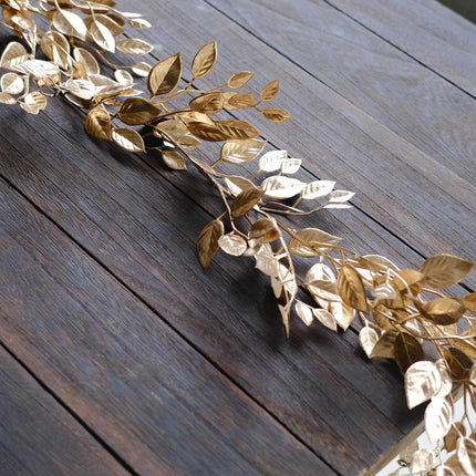 AliKopy 6ft Artificial Magnolia Leaf Garland - Metallic Gold, Decorati