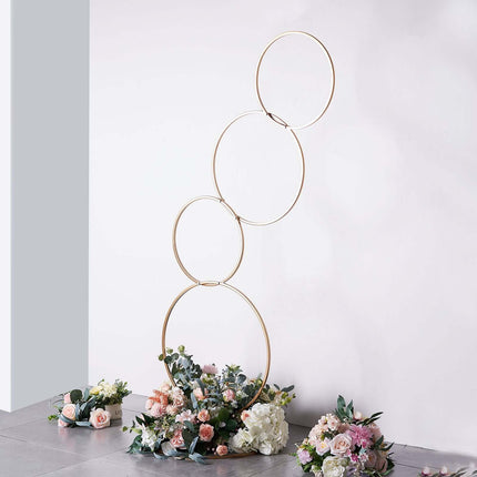 AliKopy 5ft 4-Tiered Gold Hoop Flower Stand - Elegant Wedding Centerpi