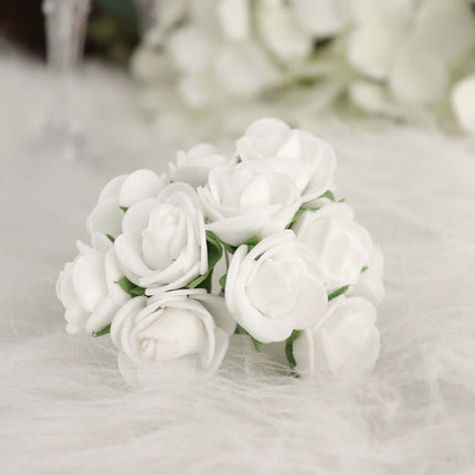 AliKopy 48 White Real Touch Foam Roses - DIY Craft Flowers with Stems