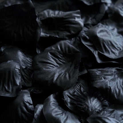 AliKopy 500-Pack Black Silk Rose Petals - Round Design, Table Decor