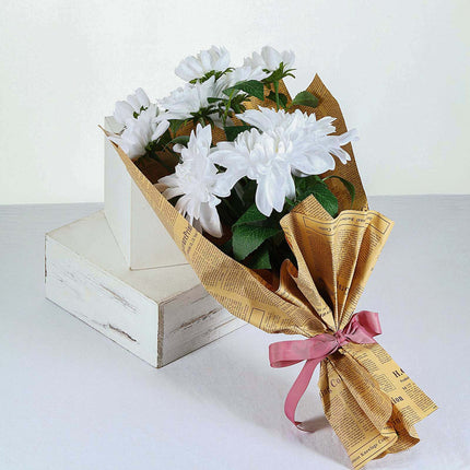 AliKopy 30" Tall White Artificial Dahlia Silk Flower Stem, Lifespan 10