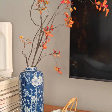 Blue And White Porcelain Ceramic Flower Vase Tabletop Centerpiece