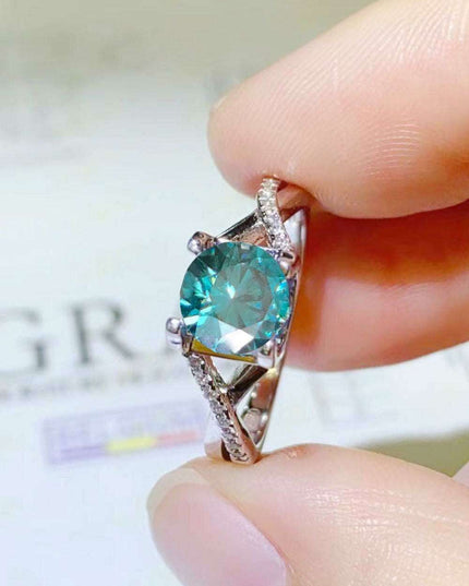 Sleek Sterling Silver Crisscross Ring with Ethical Lab Grown Diamond and Moissanite Accents