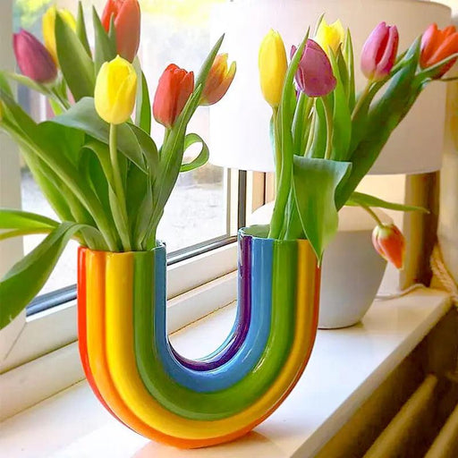 Vibrant Rainbow Vase - Burst of Color for Your Home