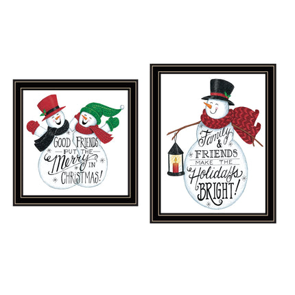 Deb Strain 2-Piece Snowman Wall Art Set - Framed, Multicolor Decor