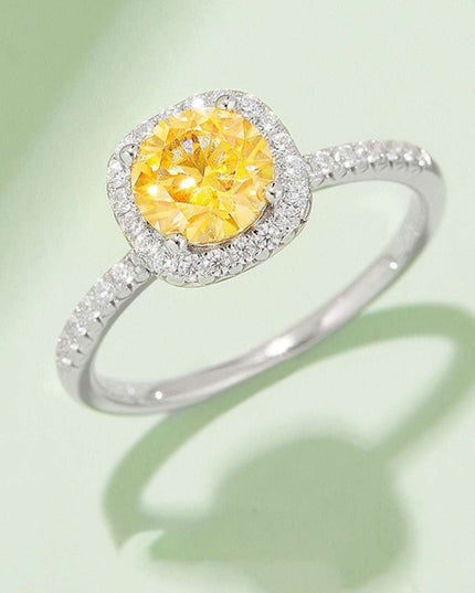 Radiant Pink Diamond Halo Ring with Lab-Created Moissanite in Sterling Silver