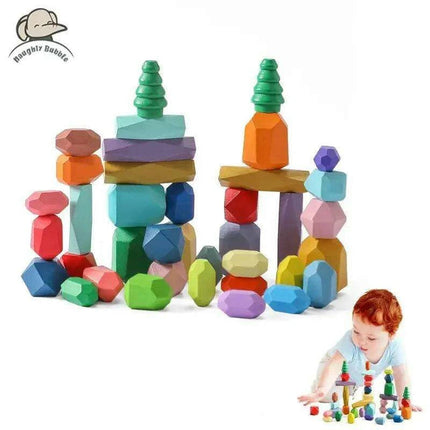 Colorful Wooden Building Blocks Kit for Creative Learning and Logical Development