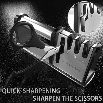 Peekaboo Studio 4-in-1 Kitchen Blade & Scissor Sharpener, Easy Grip