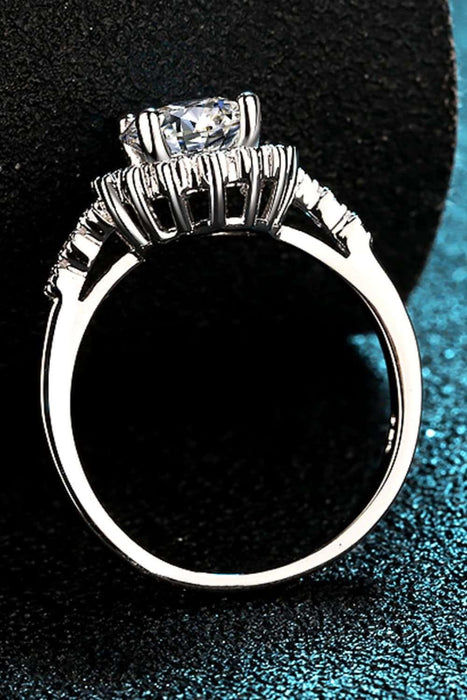 Elegant Halo Ring with 1 Carat Lab-Diamond and Zircon Accents