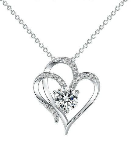 Personalized Heart-Shaped Zircon Love Necklace with Rhinestones