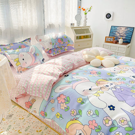 Peekaboo Studio Four-Piece Sanding Skin Bed Sheet Set with Quilt Cover