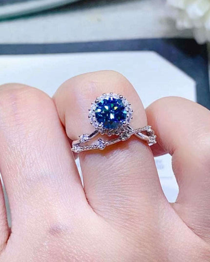 Elegant 1 Carat Lab Grown Moissanite & Zircon Silver Ring - A Luxurious Statement Piece
