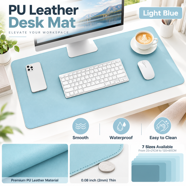 Water-Resistant PU Leather Desk Mat and Mouse Pad Mouse Pads premium-extra-large-waterproof-pu-leather-desk-protector-multi-purpose-mouse-pad-for-office Electronics > Computers & Accessories > Computer Accessories & Peripherals > Mouse Pads