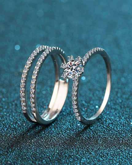 Sophisticated Moissanite and Zircon Embellished Lab-Created Diamond Silver Ring Collection