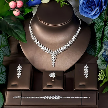 Peekaboo Studio Zircon Luxury Necklace & Earrings Set, Elegant Design