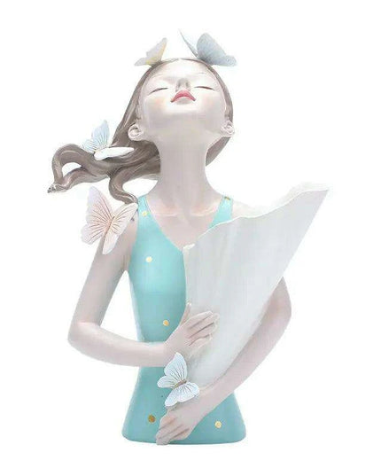 Nordic Elegance Butterfly Maiden Resin Vase - Chic Decorative Accent for Your Home