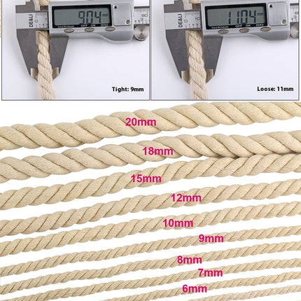 Peekaboo Studio Coarse Beige Cotton Rope, 3-Strand, 20mm Thickness
