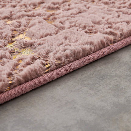 Room & Decor Luxury Machine Washable Dust Pink Faux Fur Area Rug