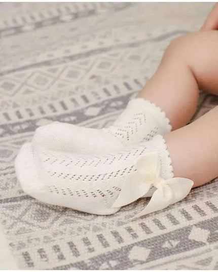 Adorable Cotton Baby Girl Socks with Stylish Bows - Breathable Short Socks