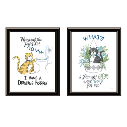 Deb Strain 2-Piece "I Have A Drinking Problem" Black Framed Wall Art