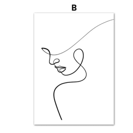 Abstract Line Face Female Minimalist Wall Mural