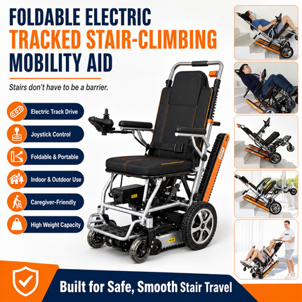 Foldable Electric Tracked Stair-Climbing Mobility Aid — Portable, Joystick-Controlled, Indoor & Outdoor Stair Lifts foldable-electric-tracked-stair-climbing-mobility-device-portable-transfer-aid-for-stair-travel Health & Beauty > Mobility & Accessibility > Stair Lifts & Climbers