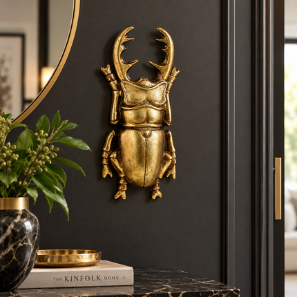 Golden Stag Beetle Wall Sculpture — Resin Wall Hanging | Copper Gold Sculptures & Statues golden-stag-beetle-wall-sculpture-resin-wall-hanging Home Decor > Wall Treatments > Wall Sculptures