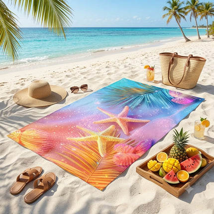 Blue Ocean Wave Quick Dry Microfiber Beach Towel, Sand-Free