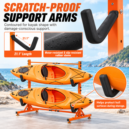 TideRise Freestanding Kayak Storage Rack - Adjustable for 4 Kayaks, 22 Watercraft Storage Racks freestanding-kayak-storage-rack-quick-adjustment-upgraded-version-kayak-stand-for-4-kayak-canoe-paddleboard-220lbs-max-load