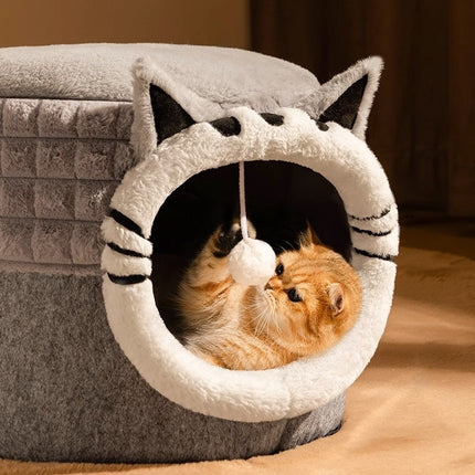 Peekaboo Studio Warm Enclosed Cat Bed - All-Season, Cozy Hideaway