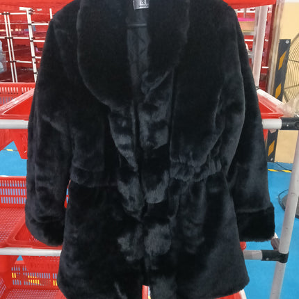 Women's Faux Fur Coat with Statement Collar and Cuffs