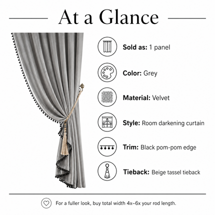 MF Household Store Velvet Thermal Insulated Room Darkening Curtain - G Curtains 1-panel-velvet-curtains-thermal-insulated-room-darkening-curtain-drapes-with-ball-home-decor-grey