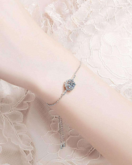 Luxurious Moissanite-Studded Sterling Silver Chain Bracelet with Gem Certification and Warranty