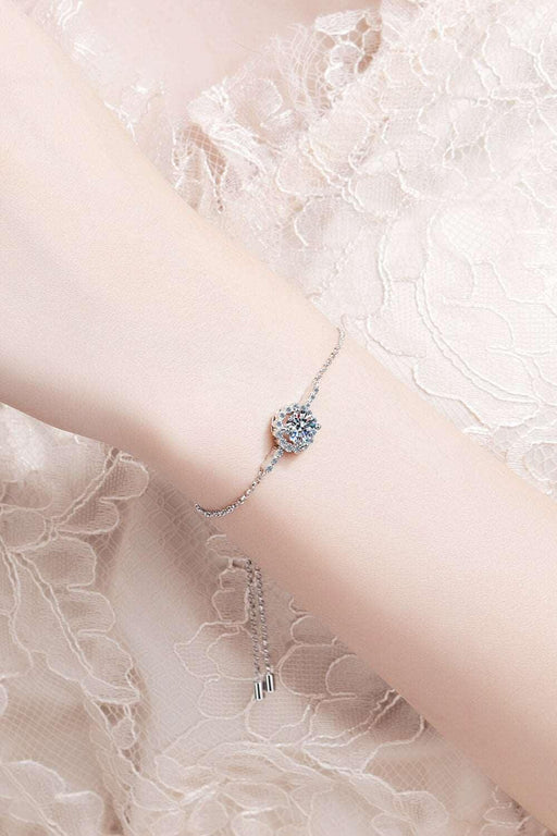 Luxurious 1 Carat Moissanite Chain Bracelet with Stone Certification and Warranty