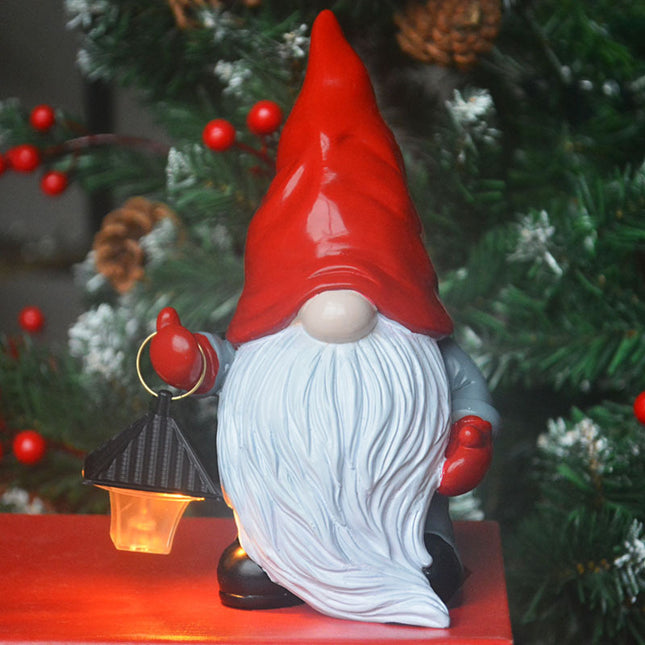 Peekaboo Studio Christmas Solar Lantern Garden Resin Statue, Weather-R