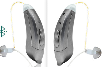 Bluetooth RIC Sound Amplifier with Noise Cancelling — Champagne, Graphite & Pearl Grey | Très Elite