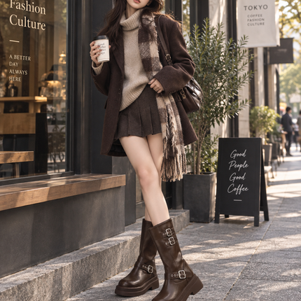 Soft Leather Cowboy Boots — Belt Buckle Flat Heel Western Mid-Calf Boots soft-leather-cowboy-boots-belt-buckle-flat-heel-western-mid-calf Clothing, Shoes & Jewelry›Women›Shoes›Boots›Cowboy & Western
