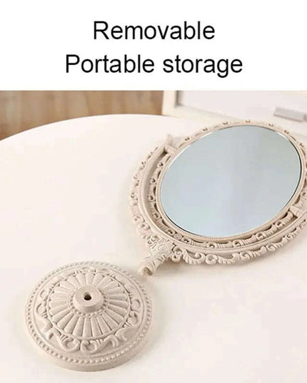 Vintage Nordic Heart-Shaped Acrylic Double-Sided Rotatable Makeup Mirror