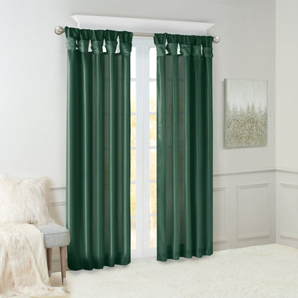 Room and Decor Twist Tab Lined Window Curtain Panel, Green 50x84", Ene