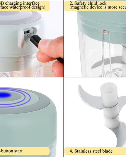 Compact Electric Garlic Chopper with Quick-Slice Technology and Adjustable Capacity