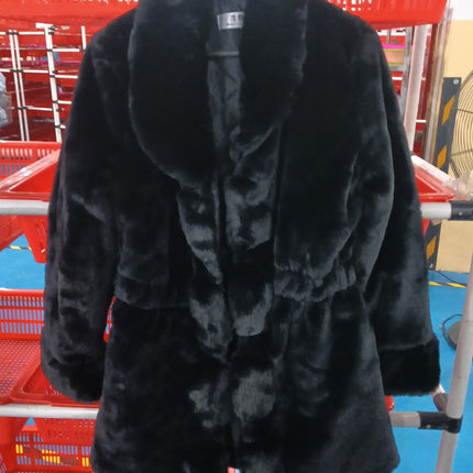 Women's Faux Fur Coat with Statement Collar and Cuffs